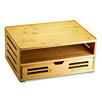 Officemate Bamboo Stackable Document Organizer with Drawer, 2 Sections, Letter Size Files, 14.09" x 10.08" x 7.7", Brown (71005)