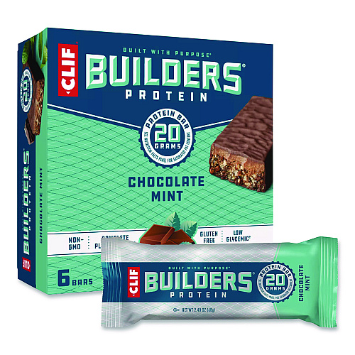 CLIF Bar Builders Protein Bar, Chocolate Mint, 2.4 oz Bar, 12 Bars/Box (CCC160044)