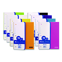 BAZIC Spiral Notebooks, 1-Subject, Wide/Legal Rule, Randomly Assorted Cover Color, (70) 10.5 x 8 Sheets (538)