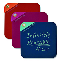 Boogie Board VersaNotes Reusable Notes, 4 x 4, Assorted Colors, 3/Pack (VN30M60001)