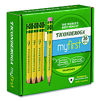 Ticonderoga My First Short Pencil with Eraser, 3.6 mm, HB (#2), Black Lead/Yellow Barrel, 36/Pack (X331360001)