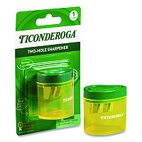 Ticonderoga Two Hole Pencil Sharpener, 2 x 2 x 1.25, Green/Yellow (X392010001)
