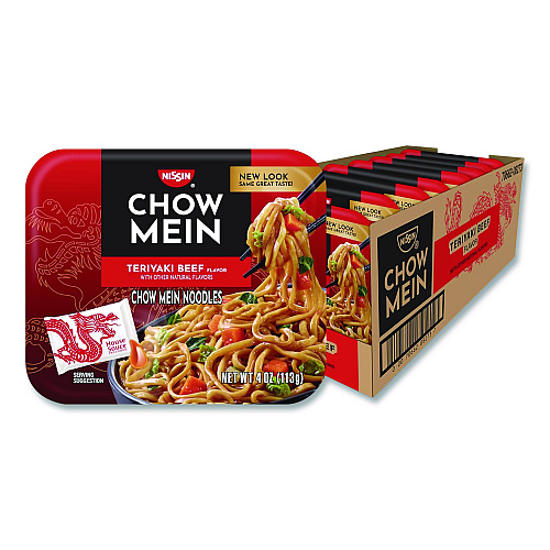 Nissin Teriyaki Beef Chow Mein Noodles, 4 oz Bowl, 8/Carton (NIS08723)