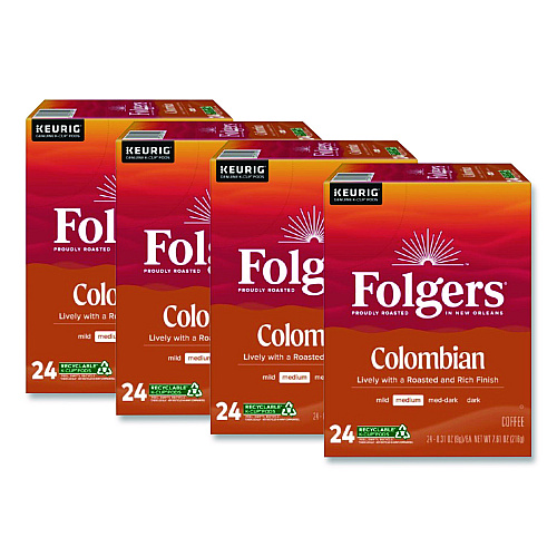 Folgers 100% Colombian Coffee K-Cups, 24/Box, 4 Boxes/Carton (6659CT)
