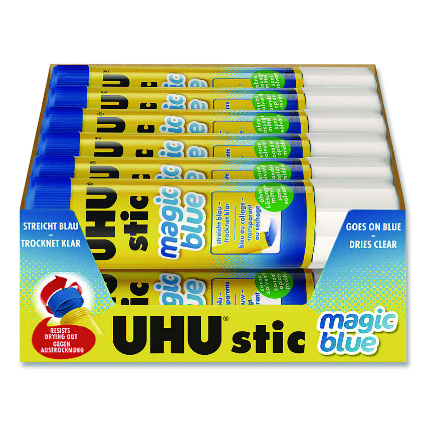 Staedtler Glue Stick, 21 g, Applies Blue, Dries Clear, 12/Pack (9U9960202)