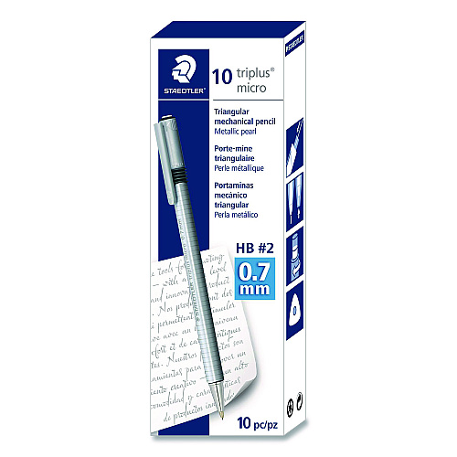 Staedtler Mechanical Pencils, 0.7 mm, HB (#2), Black Lead, Anthracite Barrel, 10/Box (7742781A6)