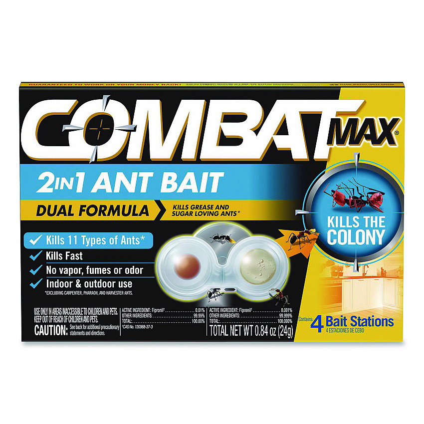 Combat Max 2-in-1 Ant Bait, 0.84 oz, 4 Bait Stations (07172EA)