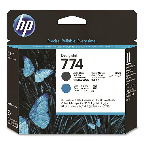 HP 774, (P2W01A), Printhead, Black/Cyan