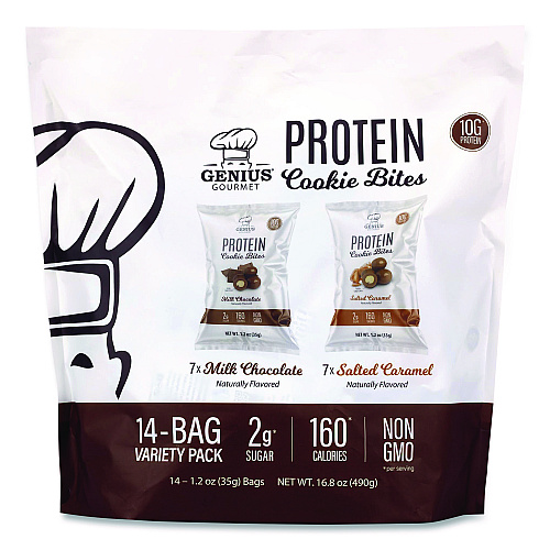 Protein Cookie Bites Variety Pack, Salted Caramel And Milk Chocolate, 1.2 Oz Bag, 14/box