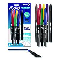 EXPO Wet Erase Marker, Ultra Fine Bullet Tip, Assorted Colors, 8/Pack (2134345B)