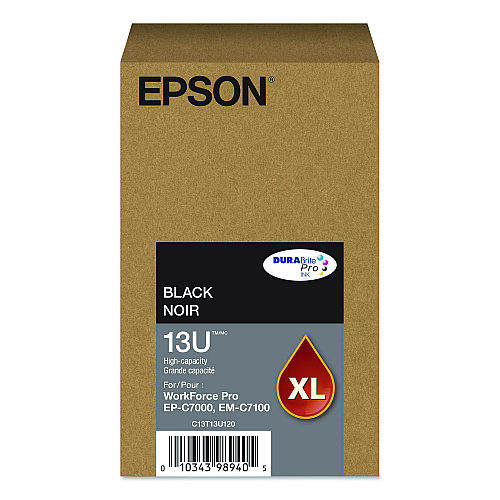 Epson T13U120 (T13U) DURABrite Pro High-Yield Ink, 5,800 Page-Yield, Black