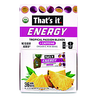 Organic Energy Bars, Tropical Passion Blend, 0.7 oz Bar, 36/Box