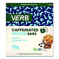 Caffeinated Protein Bar, Oatmeal Chocolate Chip, 1.8 oz Bar, 12/Box