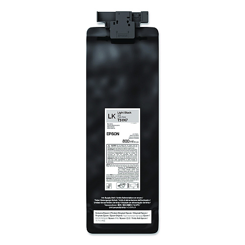 Epson T51N720 (T51N) UltraChrome GS3 Eco-Solvent Ink, 800 mL, Light Black
