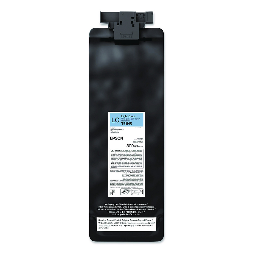 Epson T51N520 (T51N) UltraChrome GS3 Eco-Solvent Ink, 800 mL, Light Cyan