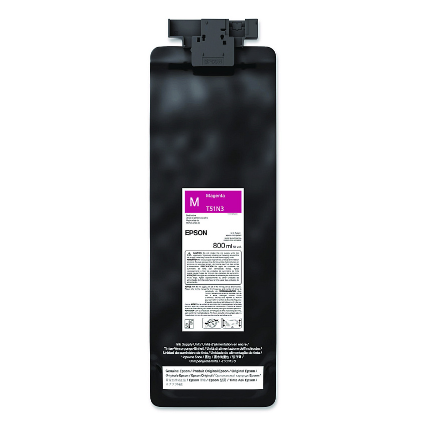 Epson T51N320 (T51N) UltraChrome GS3 Eco-Solvent Ink, 800 mL, Magenta