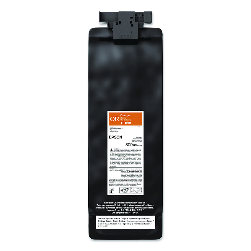 Epson T51N820 (T51N) UltraChrome GS3 Eco-Solvent Ink, 800 mL, Orange