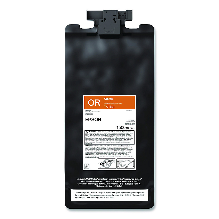 Epson T51U820 (T51U) UltraChrome GS3 Eco-Solvent Ink, 1.5 L, Orange