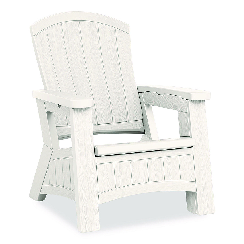 Suncast Adirondack Chair with Storage, Supports Up to 375 lb, 14.5" Seat Height, 30" x 32.5" x 38.5", Ice Cube (BMAC1000CB)