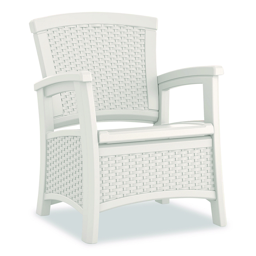 Suncast Elements Club Chair with Storage, Supports Up to 300 lb, 17" Seat Height, 25.25" x 29.75" x 35.5", Ice Cube (BMCC1800CB)