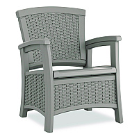 Suncast Elements Club Chair with Storage, Supports Up to 300 lb, 17" Seat Height, 25.25" x 29.75" x 35.5", Dove Gray (BMCC1800DG)