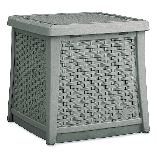 Suncast Elements End Table with Storage, Square, 18.75w x 18.75d x 18h, Dove Gray Top, Dove Gray Base (BMDB1310DG)