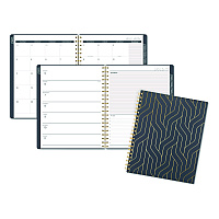 Cambridge Hera Weekly Monthly Planner, Wavy Lines, 11 x 8.5, Black/Gold Cover, 12-Month (Jan to Dec): 2026 (1765905)
