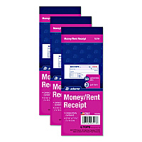 Adams Multipart Money/Rent Receipt Book, Three-Part Carbonless, 6.69 x 2.75, 50 Receipts/Book, 3 Books/Pack (D2701)