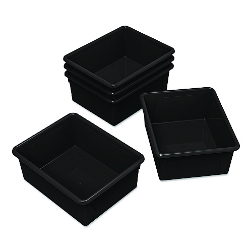 Storex Storage Tray, Deep, 2 gal, 10.65" x 10.65" x 5.2", Black, 5/Pack (62523U05C)