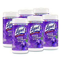 Lysol&reg; Disinfecting Wipes, 7 x 7.25, Lavender, White, 80 Wipes, 6 Canisters (56264CT)