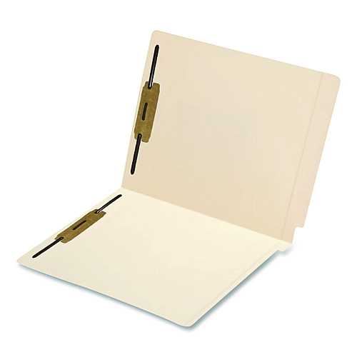 Medical Arts Press Heavy-Duty Poly-Reinforced End Tab Fastener Folders, 0.75" Expansion, 2 Fasteners, Letter Size, Manila Exterior, 50/Box (52415)
