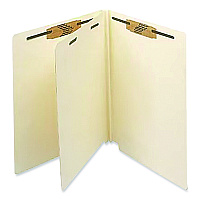 Medical Arts Press Heavy-Duty End Tab Classification Folders, 2" Expansion, 1 Divider, 4 Fasteners, Letter Size, Manila, 25/Box (35482)