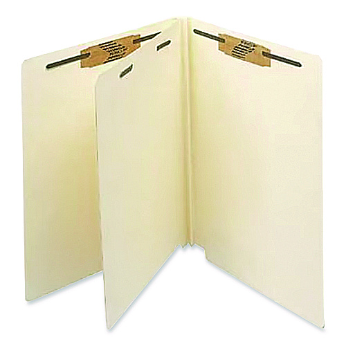 Medical Arts Press Heavy-Duty End Tab Classification Folders, 2" Expansion, 1 Divider, 4 Fasteners, Letter Size, Manila, 25/Box (35482)