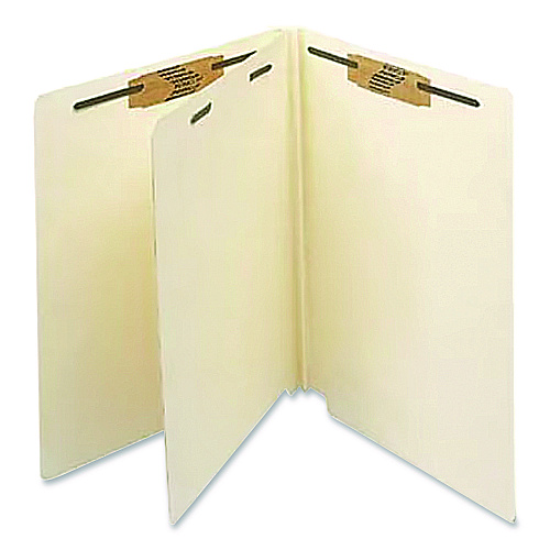 Medical Arts Press Heavy-Duty End Tab Classification Folders, 2" Expansion, 1 Divider, 4 Fasteners, Letter Size, Manila, 125/Box (35482B)