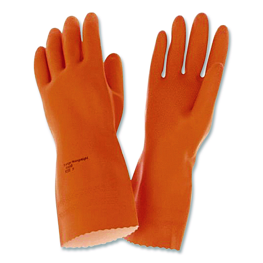 Ansell Alphatech 87-208 Heavyweight Gloves, Large, Orange, 144 Pairs/Carton (2089CT)