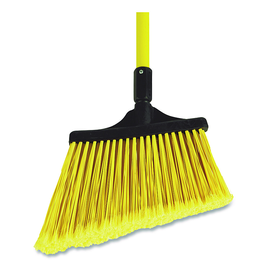 Nexstep Commercial Products MaxiSweep Angle Broom With Fiberglass Handle, 57" Overall Length, Yellow/Black (91355)