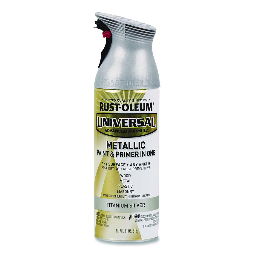 Rust-Oleum Universal Premium Spray Paint, Metallic Silver, 12 oz Aerosol Can (245220EA)