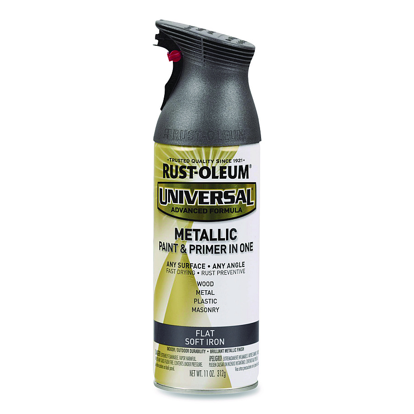 Rust-Oleum Universal Premium Spray Paint, Flat Iron, 12 oz Aerosol Can (271473EA)
