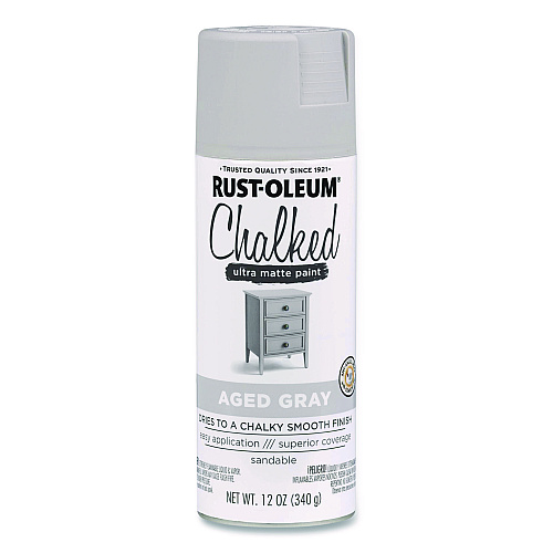 Rust-Oleum Ultra Matte Chalked Paint, Matte Aged Gray, 12 oz Aerosol Can (302592EA)