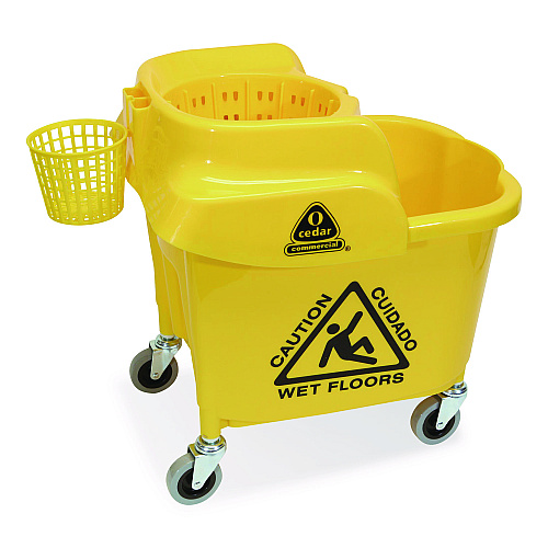 Nexstep Commercial Products MaxiRough Institutional Mop Bucket and Wringer, 35 qt, Yellow (96979)