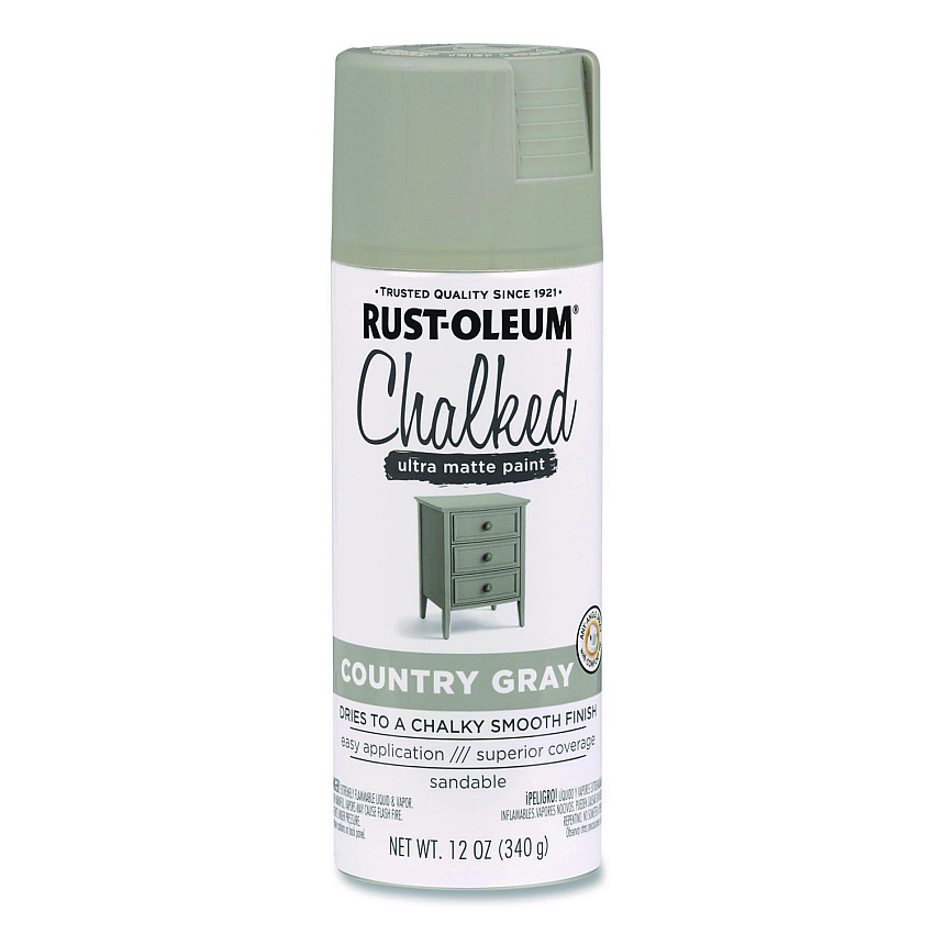 Rust-Oleum Ultra Matte Chalked Paint, Matte Country Gray, 12 oz Aerosol Can (302593EA)