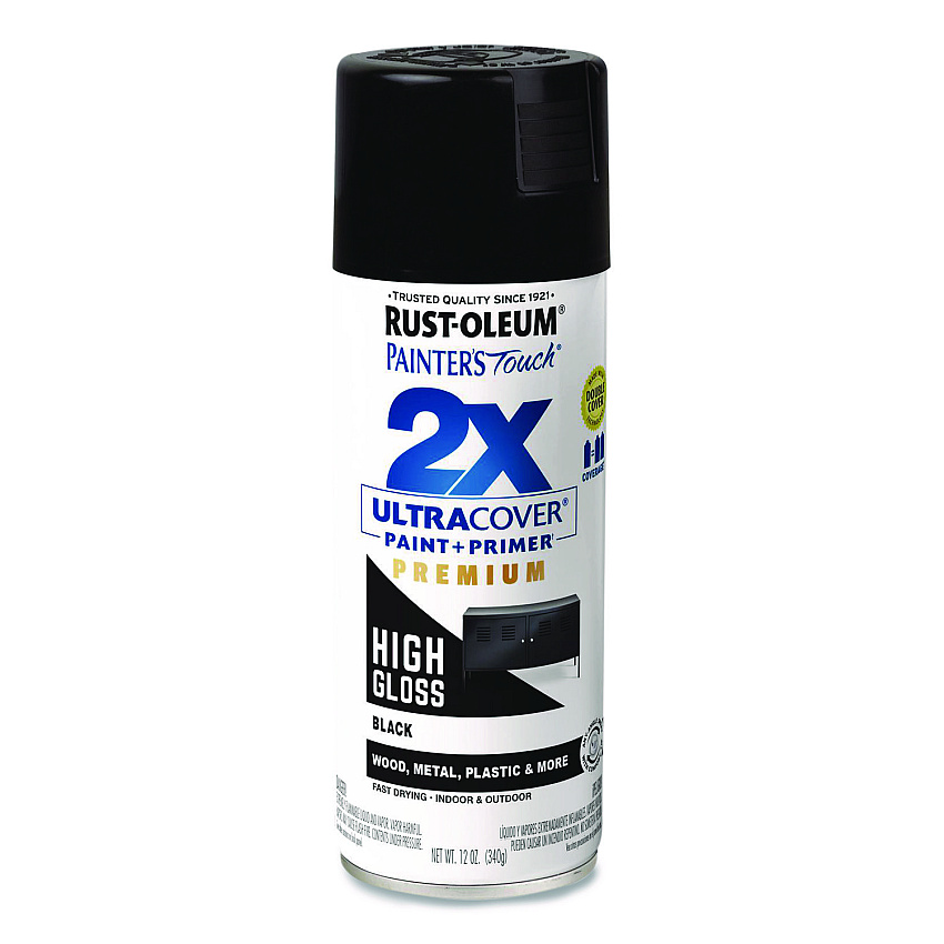 Rust-Oleum Painter's Touch 2X Ultra Cover Spray Paint, High Gloss Black, 12 oz Aerosol Can (331172EA)