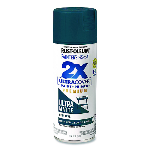 Rust-Oleum Painter's Touch 2X Ultra Cover Spray Paint, Ultra Matte Teal, 12 oz Aerosol Can (331185EA)