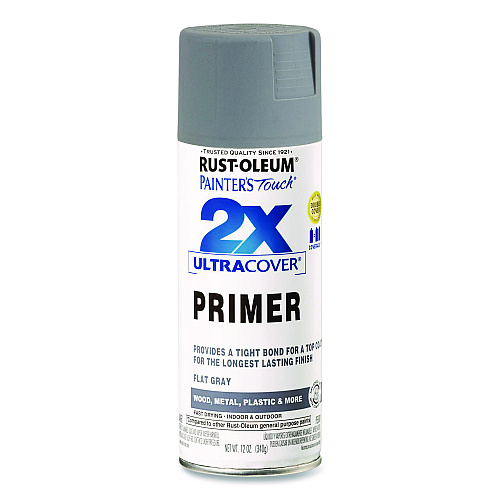 Rust-Oleum Painter's Touch 2X Ultra Cover Spray Paint, Flat Gray, 12 oz Aerosol Can (334017EA)