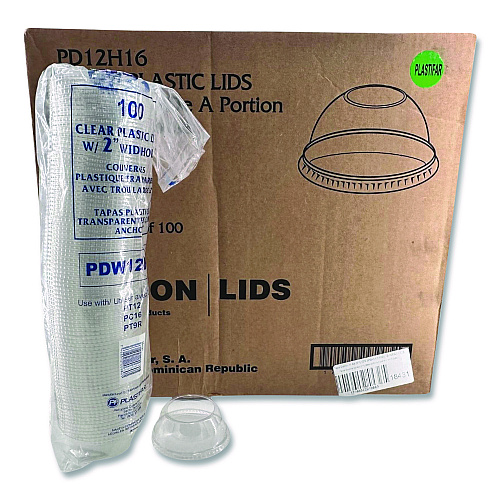 Plastifar PET Lids, Fits 5 oz and 8 oz Sundae Cup, 100/Sleeve, 10/Sleeves/Carton (18431)