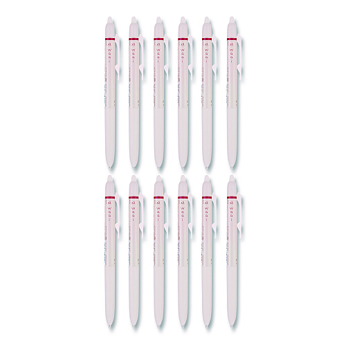 Frixion Waai Erasable Gel Pen, Retractable, Extra Fine 0.5 mm, Cherry Ink, Beige/Cherry Barrel, Dozen