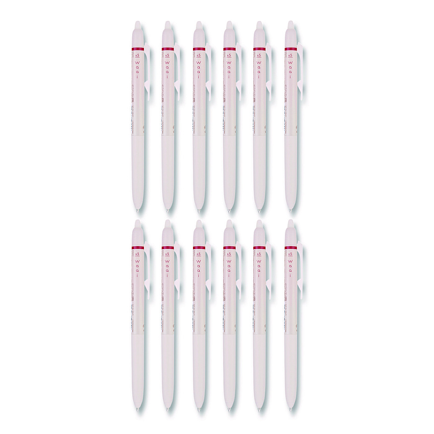 Frixion Waai Erasable Gel Pen, Retractable, Extra Fine 0.5 mm, Cherry Ink, Beige/Cherry Barrel, Dozen