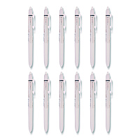 Frixion Waai Erasable Gel Pen, Retractable, Extra Fine 0.5 mm, Black Ink, Beige/Black Barrel, Dozen