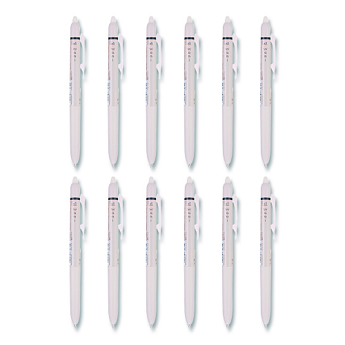 Frixion Waai Erasable Gel Pen, Retractable, Extra Fine 0.5 mm, Black Ink, Beige/Black Barrel, Dozen