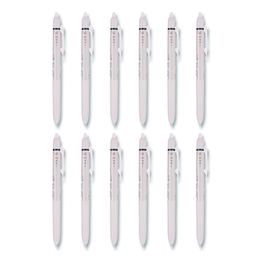 Frixion Waai Erasable Gel Pen, Retractable, Extra Fine 0.5 mm, Black Ink, Beige/Black Barrel, Dozen